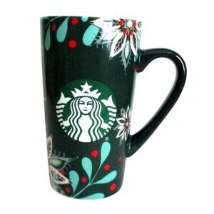 Starbucks 2020 Green Floral Holiday Ceramic Mug 16 Oz Tall Coffee Cup Mug